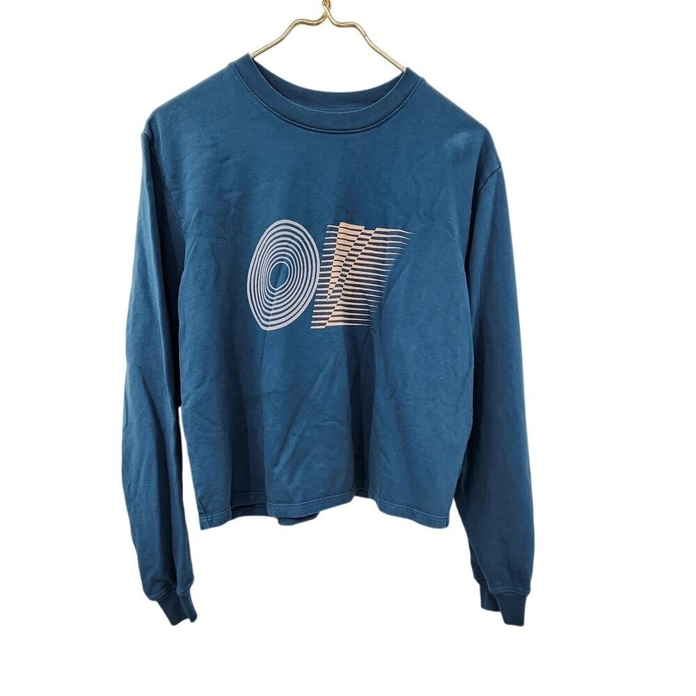 Outdoor Voices OV Cropped Crewneck Sweatshirt Medium Blue